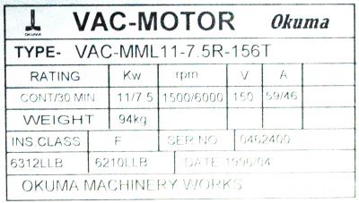 Okuma VAC-MML11-7.5R-156T label image
