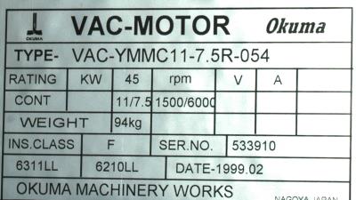Okuma VAC-YMMC11-7.5R-054 label image