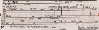 Yaskawa VBOZN-Y3-750W-200V label image