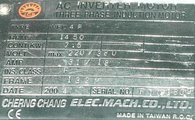 CHERNG CHANG MACHINERY ELECTRIC CO., LTD VFI.4P label image