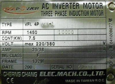 New Refurbished Exchange Repair  CHERNG CHANG MACHINERY ELECTRIC CO., LTD Motors-General Purpose VFI.4PVM-1 Precision Zone