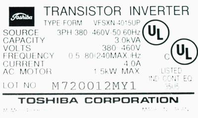 Toshiba VFSXN-4015UP label image