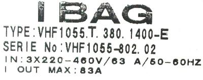 IBAG VHF1055.T.380.1400-E label image
