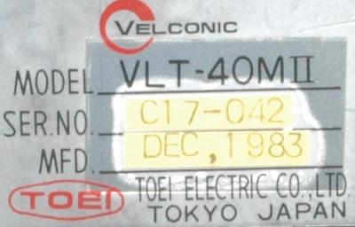 TOEI ELECTRIC VLT-40MII label image