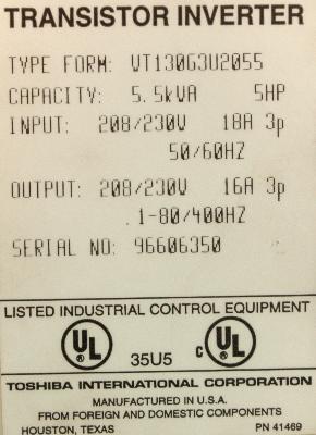 Toshiba VT130G3U2055 label image