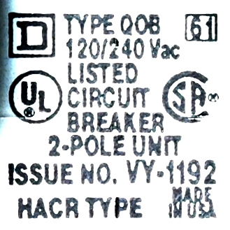 Square D VY-1192-30A label image