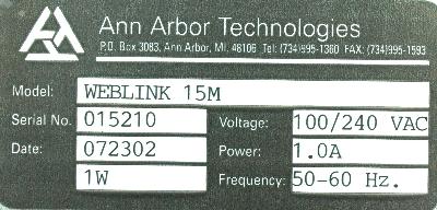 Ann Arbor Technologies WEBLINK15M label image