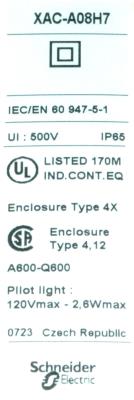 Schneider Electric XACA08H7 label image