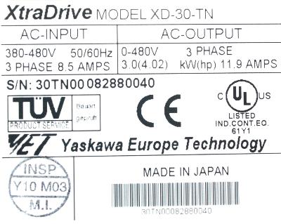 Yaskawa XD-30-TN label image