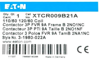 EATON CORPORATION XTCR009B21A label image