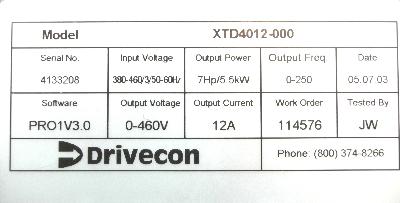 Drivecon XTD4012-000 label image