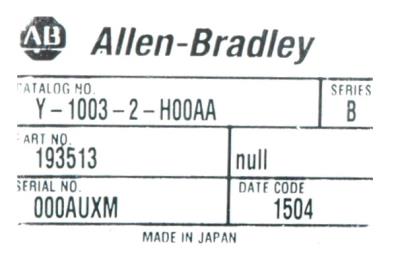 Allen-Bradley Y-1003-2-H00AA label image