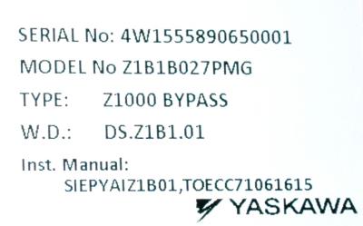Yaskawa Z1B1B027PMG label image
