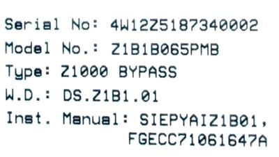 Yaskawa Z1B1B065PMB label image