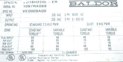 Baldor ZD18H220L-ER label image