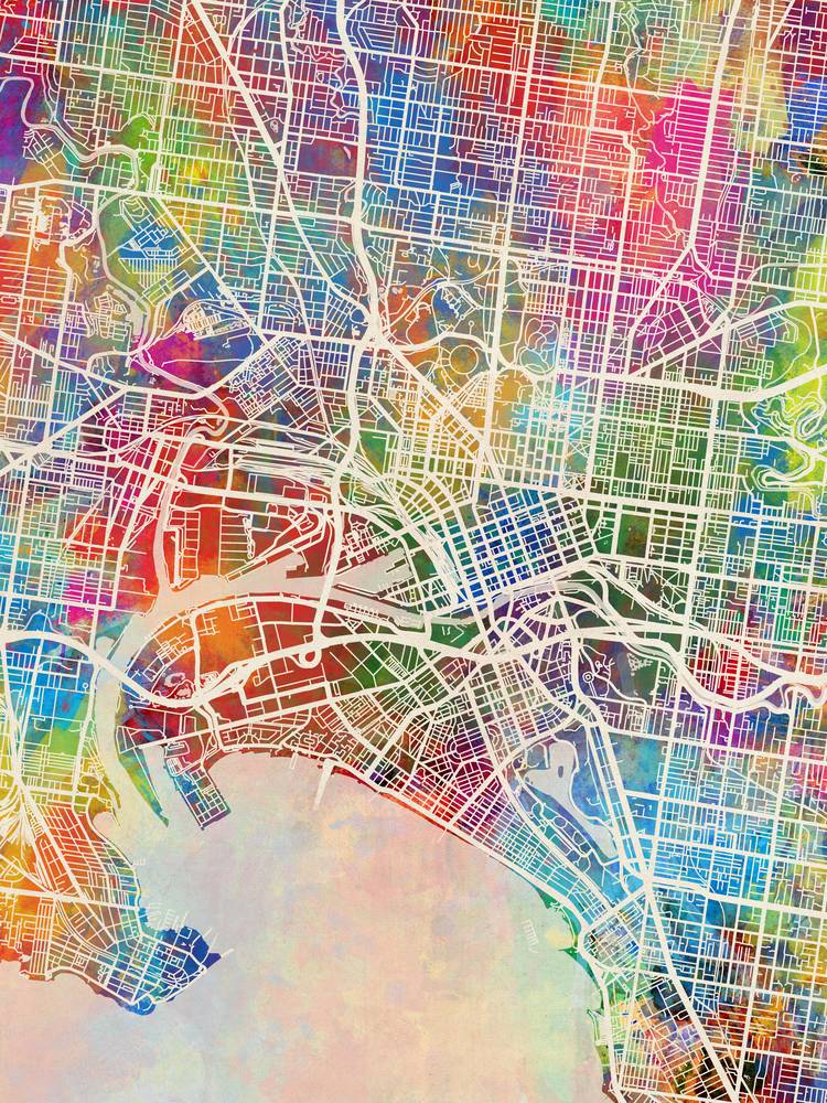 Póster - Mapa de Melbourne, calles abstractas modernas de la ciudad, 4 tamaños - Imagen 7 de 25