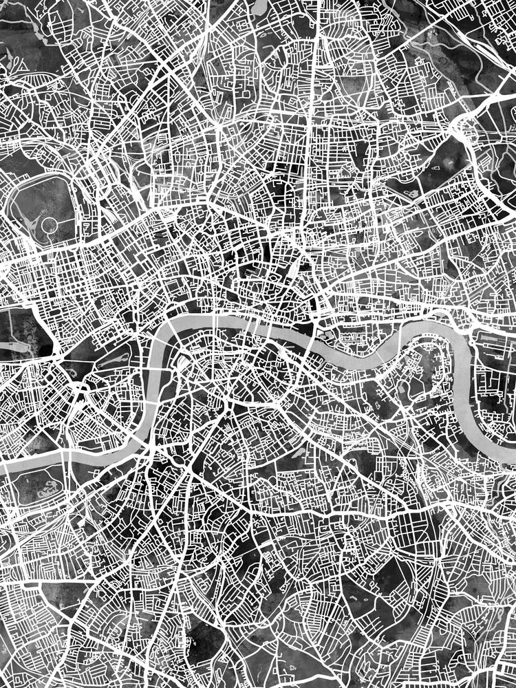 Póster - Mapa de Londres, calles abstractas modernas de la ciudad, 4 tamaños - Imagen 7 de 25