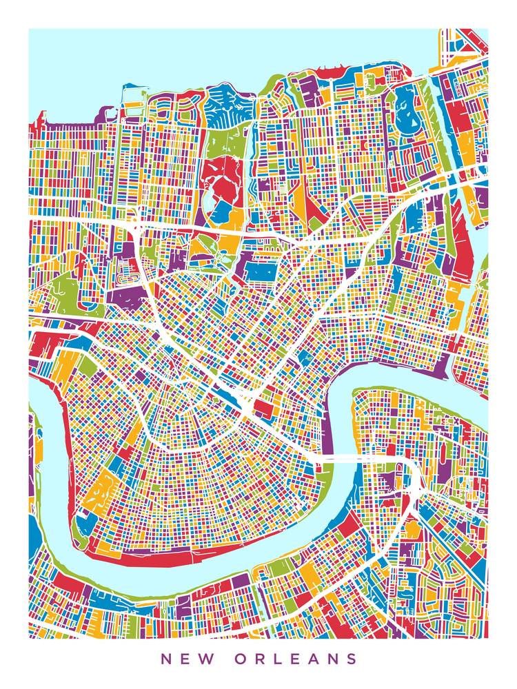 Poster - New Orleans Map, Modern Abstract City Streets, 4 Sizes - Picture 7 of 25