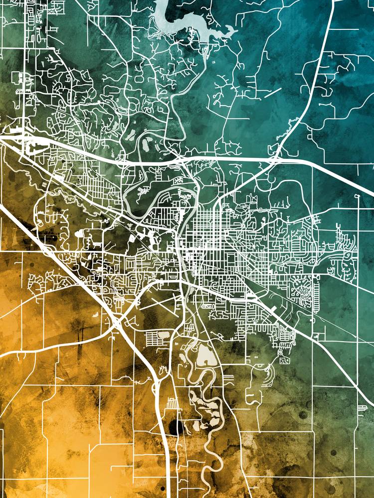 Póster - Mapa de Iowa, calles abstractas modernas de la ciudad, 4 tamaños - Imagen 7 de 25