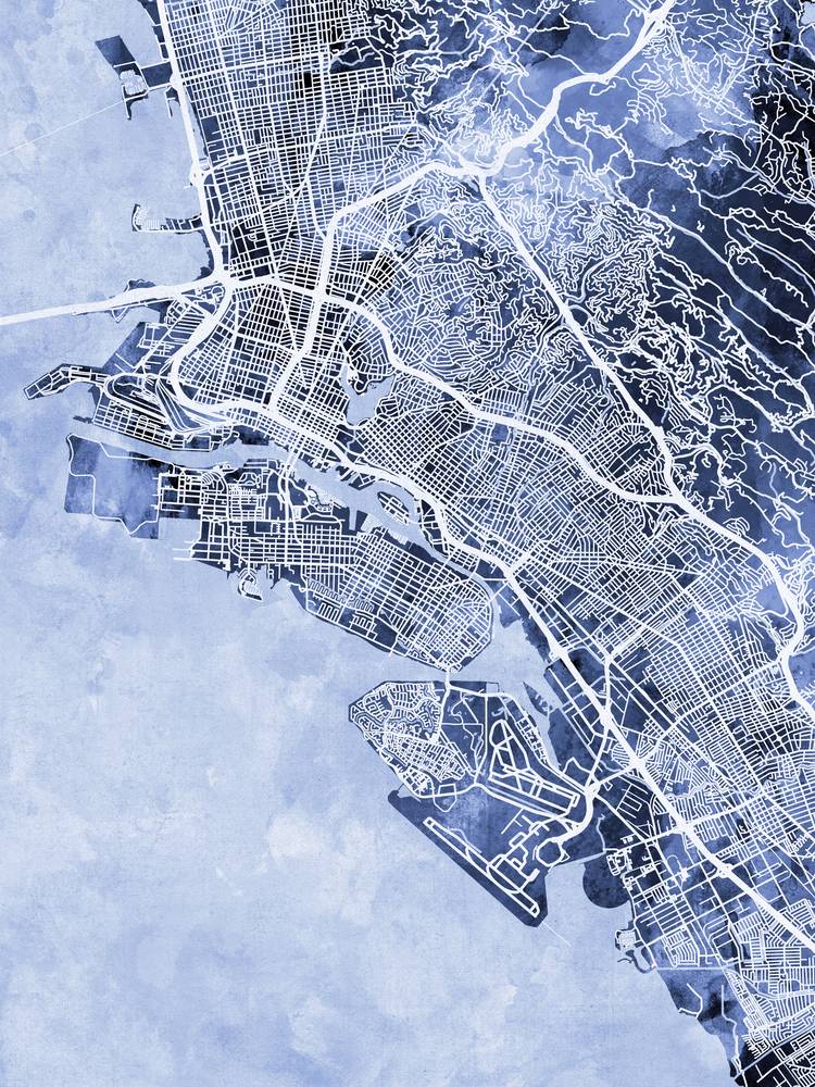 Póster - Mapa de Oakland, calles abstractas modernas de la ciudad, 4 tamaños - Imagen 7 de 25