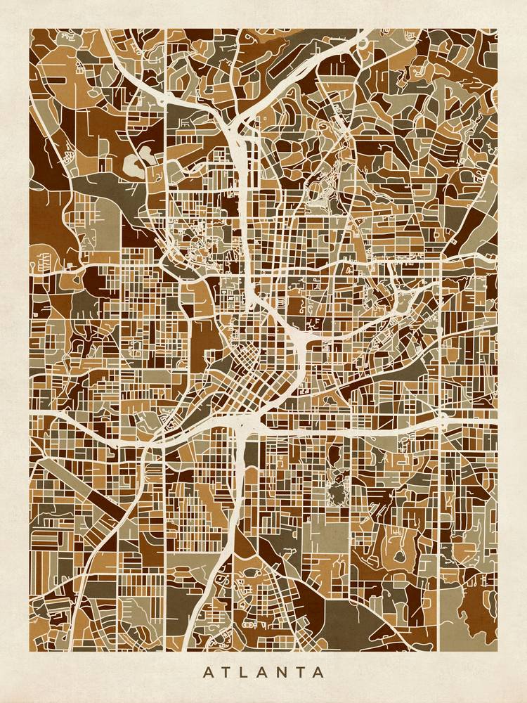 Póster - Mapa de Atlanta, calles abstractas modernas de la ciudad, 4 tamaños - Imagen 7 de 25