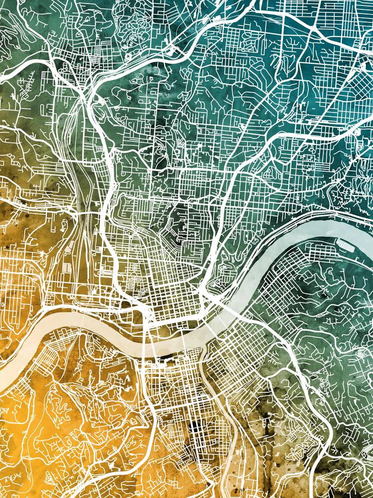 Póster - Mapa de Cincinnati, calles abstractas modernas de la ciudad, 4 tamaños - Imagen 7 de 25