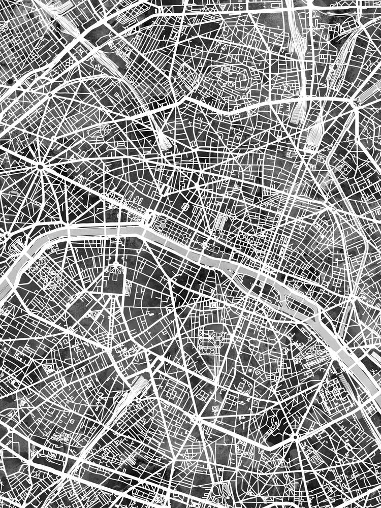 Póster - Mapa de París, calles abstractas modernas de la ciudad, 4 tamaños - Imagen 7 de 25