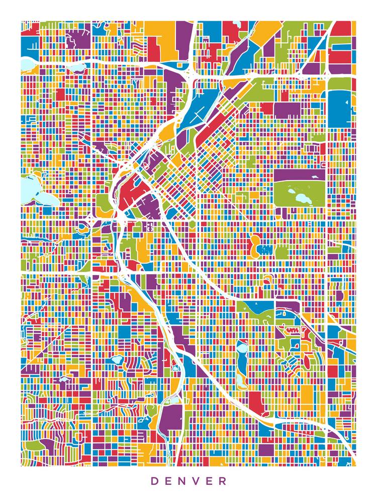 Poster - Denver Map, Modern Abstract City Streets, 4 Sizes - Picture 7 of 25