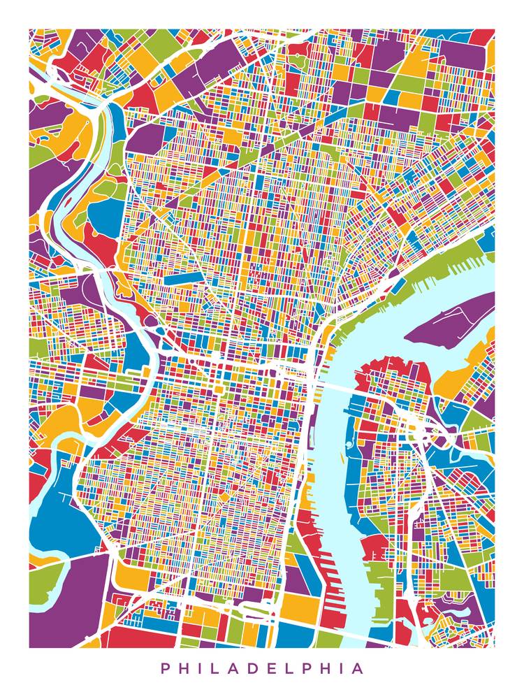 Poster - Philadelphia Map, Modern Abstract City Street Map, 4 Sizes - Photo 7 sur 25