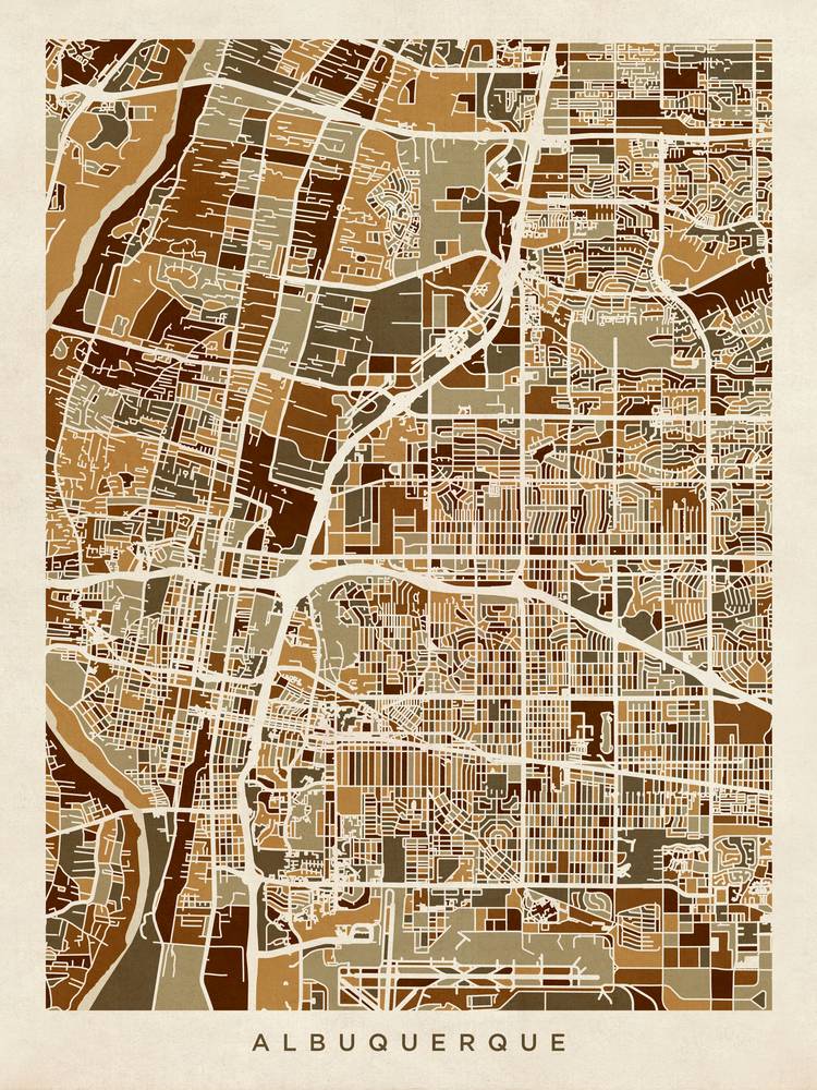 Poster - AlbuquerqueStreet Map by Michael Tompsett, - Picture 7 of 25