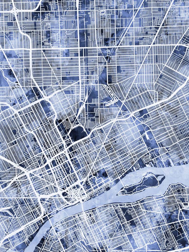 Póster - Mapa de Detroit, calles abstractas modernas de la ciudad, 4 tamaños - Imagen 7 de 25
