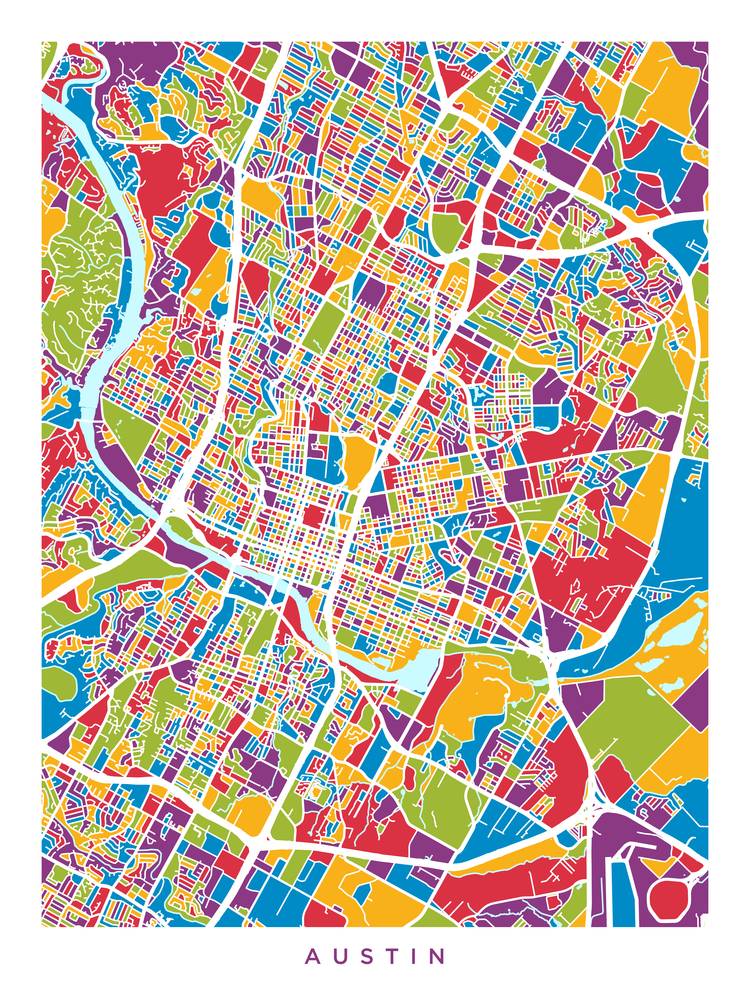 Póster - Mapa de Austin, calles abstractas modernas de la ciudad, 4 tamaños - Imagen 7 de 25