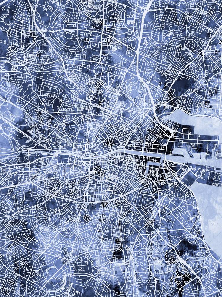 Póster - Mapa de Dublín, calles abstractas modernas de la ciudad, 4 tamaños - Imagen 7 de 25