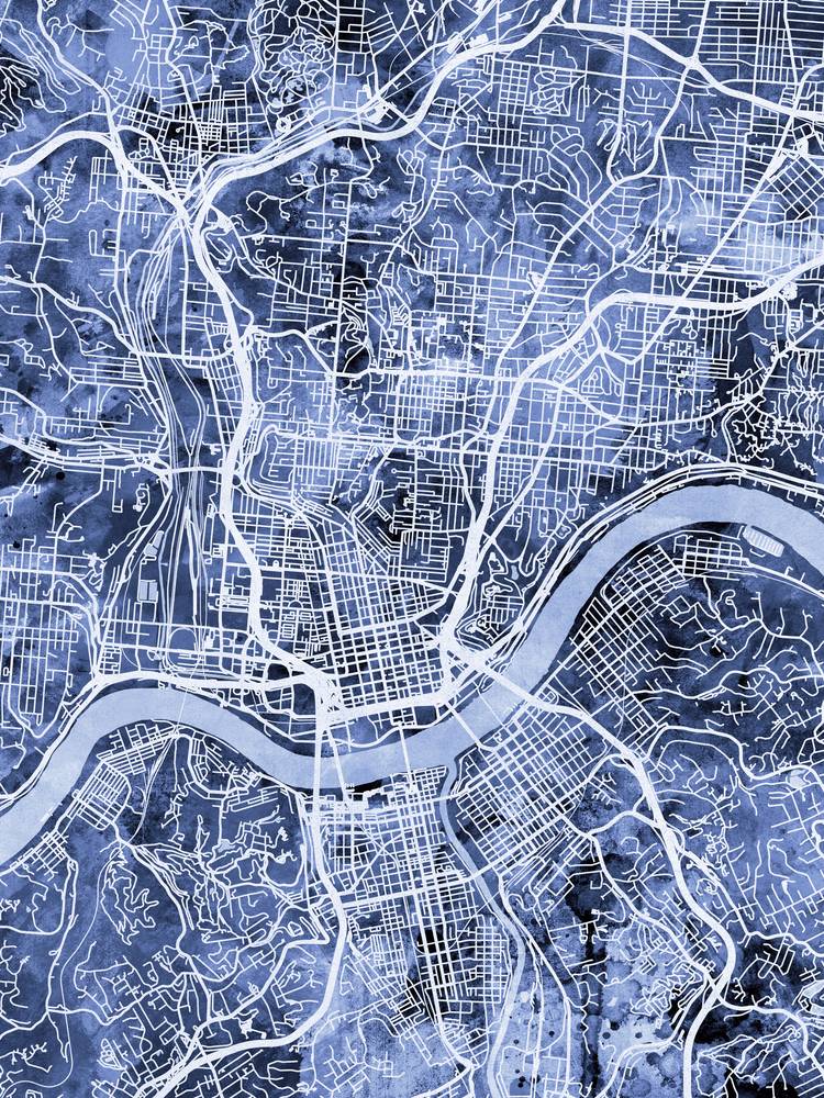 Póster - Mapa de Cincinnati, calles abstractas modernas de la ciudad, 4 tamaños - Imagen 7 de 25