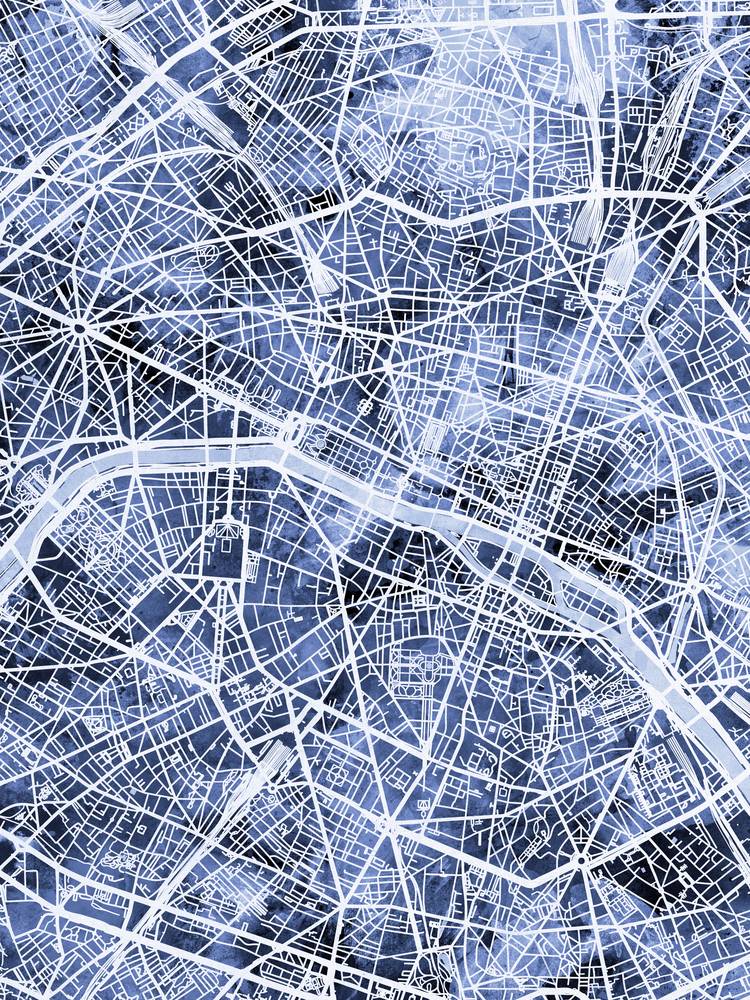 Póster - Mapa de París, calles abstractas modernas de la ciudad, 4 tamaños - Imagen 7 de 25