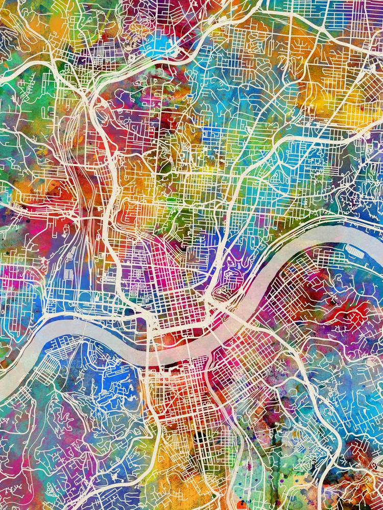 Póster - Mapa de Cincinnati, calles abstractas modernas de la ciudad, 4 tamaños - Imagen 7 de 25