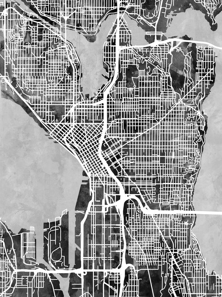 Poster - Seattle Map, Modern Abstract City Streets, 4 Sizes - Picture 7 of 25
