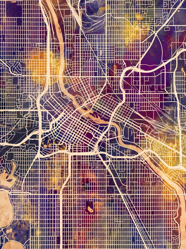 Poster - Minneapolis Map, Modern Abstract City Streets, 4 Sizes - Picture 7 of 25