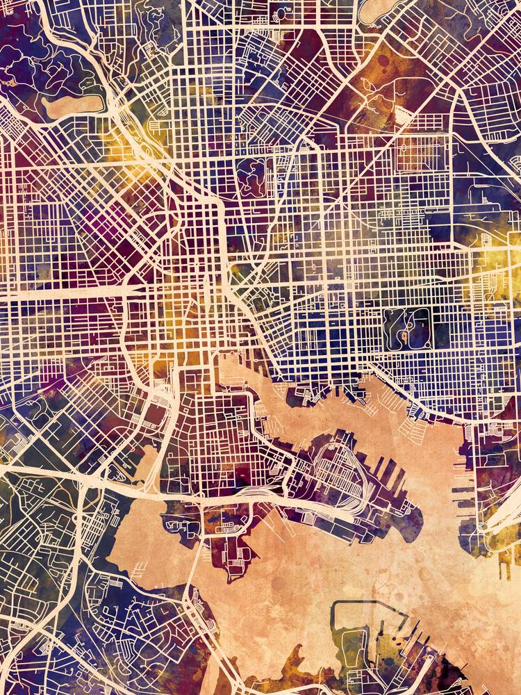 Poster - Baltimore Map, Modern Abstract City Streets, 4 Sizes - Picture 7 of 25