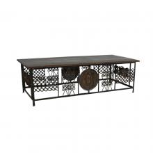 REPURPOSED IRON & SOLID WOOD COFFEE TABLE