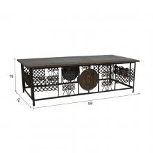 REPURPOSED IRON & SOLID WOOD COFFEE TABLE