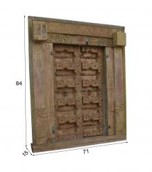 HAND CARVED SOLID WOOD INDIAN DOOR & CASING