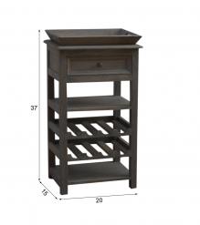 SOLID WOOD WINE BAR W/ SHELVES, DRAWER & TRAY