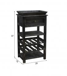 SOLID WOOD WINE BAR W/ SHELVES, DRAWER & TRAY