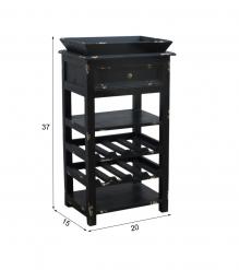 SOLID WOOD WINE BAR W/ SHELVES, DRAWER & TRAY
