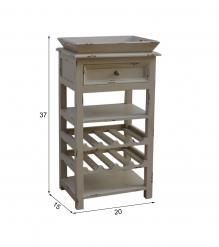 SOLID WOOD WINE BAR W/ SHELVES, DRAWER & TRAY