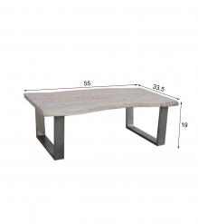 SOLID LIVE EDGE WOOD COFFEE TABLE W/ METAL BASE