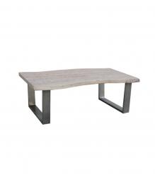 SOLID LIVE EDGE WOOD COFFEE TABLE W/ METAL BASE