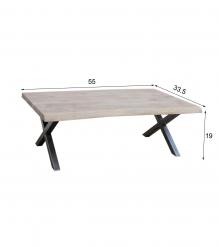 SOLID LIVE EDGE WOOD COFFEE TABLE W/ METAL BASE