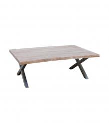 SOLID LIVE EDGE WOOD COFFEE TABLE W/ METAL BASE